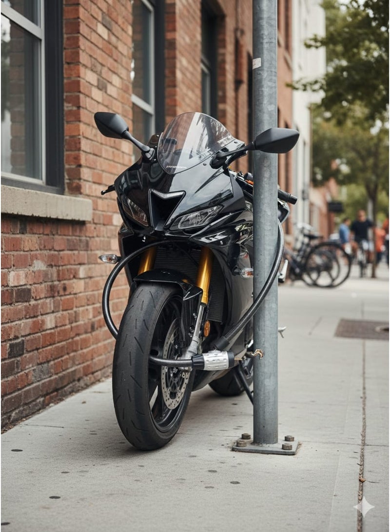 قفل واير فولاذي مصفح فائق القوة للدراجات والموتوسيكلات – أمان مضاعف مع تصميم مقاوم للسرقة ومفتاحين - Image 2